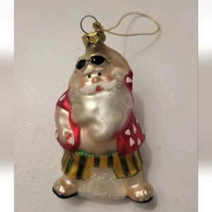 Vintage Hand Blown Glass Summer Santa Sunglasses Flip Flops Board Shorts Beach